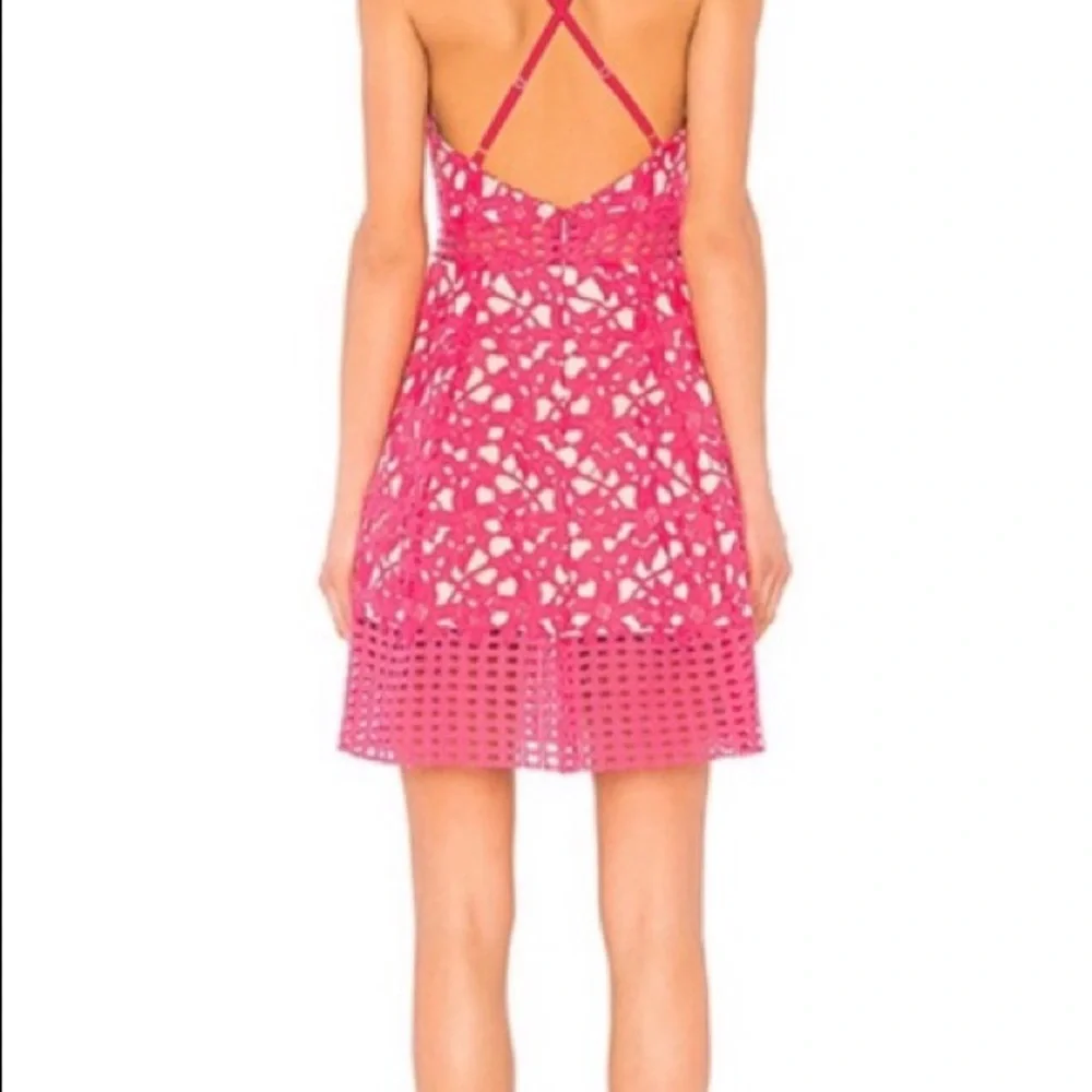 🎉HP🎉Lovers + Friends Hot Pink Bellini Lace Dress - Picture 2 of 11